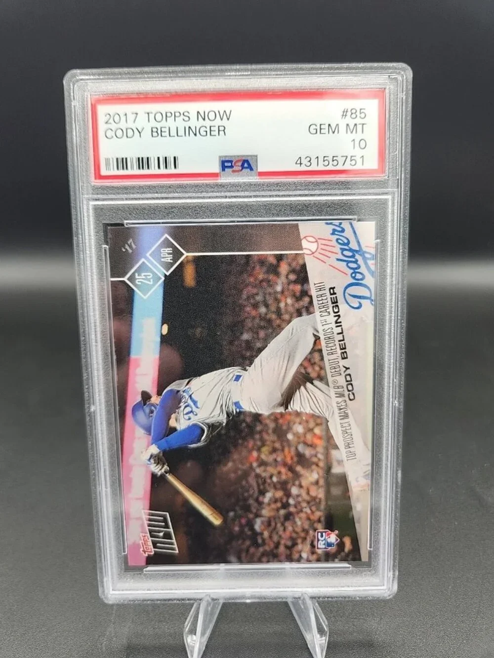 2017 Topps NOW Cody Bellinger RC #85 LA Dodgers PSA 10 1st Topps Now Card
